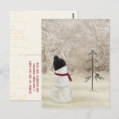 Kerstsneeuwman met gouden ster briefkaart (Voorkant / Achterkant)