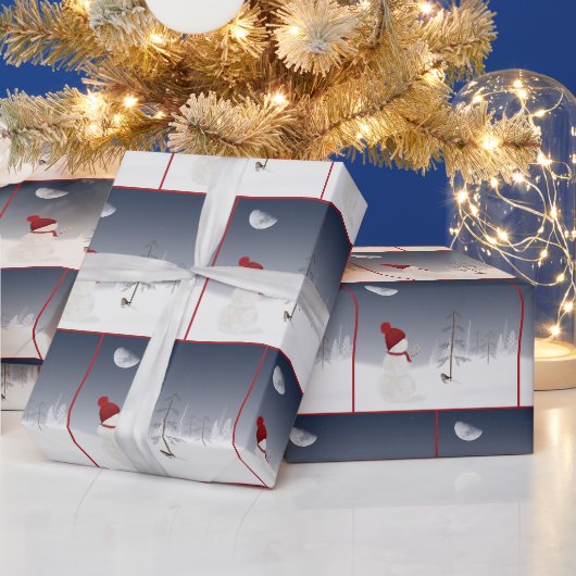 Kerstsneeuwman Met Gouden Ster Cadeaupapier (Feestdagen)