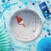 Kerstsneeuwman met gouden ster papieren bordje (Feest)