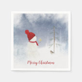 Kerstsneeuwman met gouden ster servet (Voorkant)