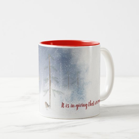 Kerstsneeuwman met gouden ster tweekleurige koffiemok (Voorkant rechts)