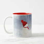 Kerstsneeuwman met gouden ster tweekleurige koffiemok (Links)