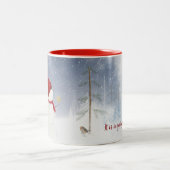 Kerstsneeuwman met gouden ster tweekleurige koffiemok (Center)