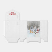 Kerstsneeuwman met herten in de bos bedankdoosjes (Uitgevouwen)