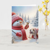 Kerstsneeuwman met ijskegel kaart (Gele Bloem)