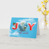 Kerstsneeuwman met JOY-tekst Kaart (Gele Bloem)