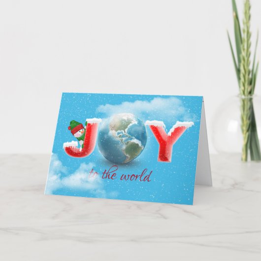 Kerstsneeuwman met JOY-tekst Kaart (Voorkant)