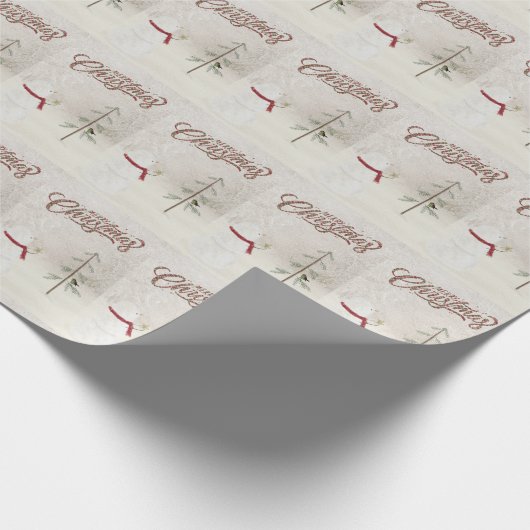 Kerstsneeuwman met ster cadeaupapier (Hoek)