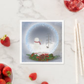 Kerstsneeuwman met ster in wereldbol servet (Insitu)