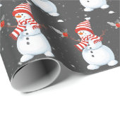 Kerstsneeuwman met vogel cadeaupapier (Rol Hoek)