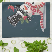 Kerstsneeuwman met wijncadeau Xmas Drink Theedoek (Gevouwen)