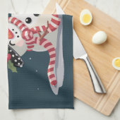 Kerstsneeuwman met wijncadeau Xmas Drink Theedoek (Quarter Fold)