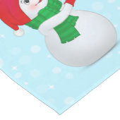Kerstsneeuwman op lichtblauw medium tafelloper (Hoek)