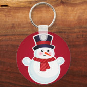 Kerstsneeuwman op rode achtergrond sleutelhanger (Voorkant)