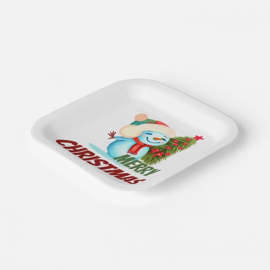 Kerstsneeuwman Papieren Bordje (Gebogen)