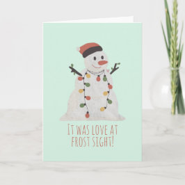 Kerstsneeuwman Pun: Liefde op het Eerste Gezicht Kaart