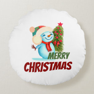 Kerstsneeuwman Rond Kussen