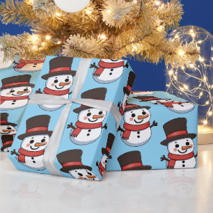 Kerstsneeuwman Schattig Cartoon Patroon Cadeaupapier