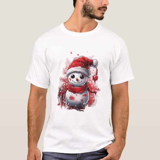 Kerstsneeuwman T-shirt (Voorkant)