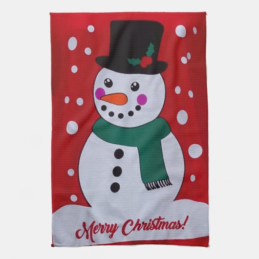 Kerstsneeuwman Theedoek (Verticaal)