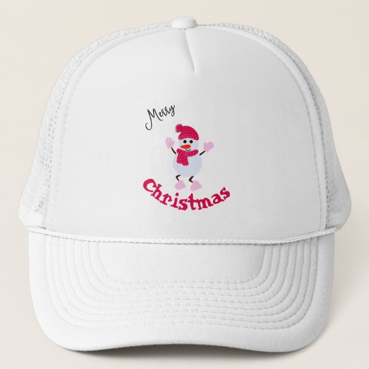 Kerstsneeuwman Trucker Pet (Voorkant)