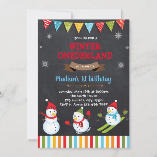 Kerstsneeuwman Uitnodiging (Voorkant)
