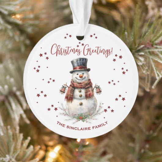 Kerstsneeuwman Vakantie Met Naam Ornament (Boom)
