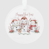 Kerstsneeuwman Vakantie Met Naam Ornament (achterkant)