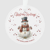 Kerstsneeuwman Vakantie Met Naam Ornament (voorkant)