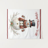 Kerstsneeuwman Vakantiefeest  Wandkleed (Voorkant (horizontaal))