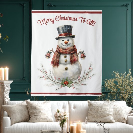Kerstsneeuwman Vakantiefeest  Wandkleed