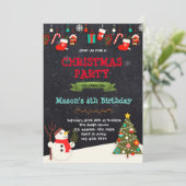 Kerstsneeuwman verjaardagsfeest uitnodiging (Staand voorkant)