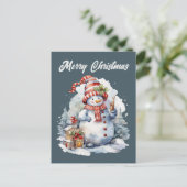 Kerstsneeuwman voeg tekst toe waterverf Vrije tijd Feestdagenkaart (Staand voorkant)