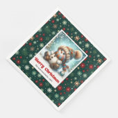 Kerstsneeuwman waterverf kinder servetten (Hoek)