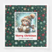Kerstsneeuwman waterverf kinder servetten (Voorkant)