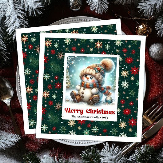 Kerstsneeuwman waterverf kinder servetten