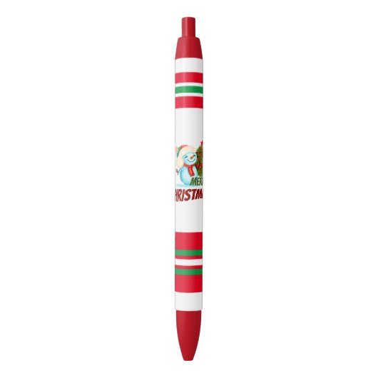 Kerstsneeuwman Zwarte Inkt Pen (Voorkant Verticaal)