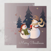 Kerstsneeuwmannen Feestdagenkaart (Voorkant / Achterkant)