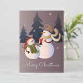 Kerstsneeuwmannen Feestdagenkaart (Staand voorkant)