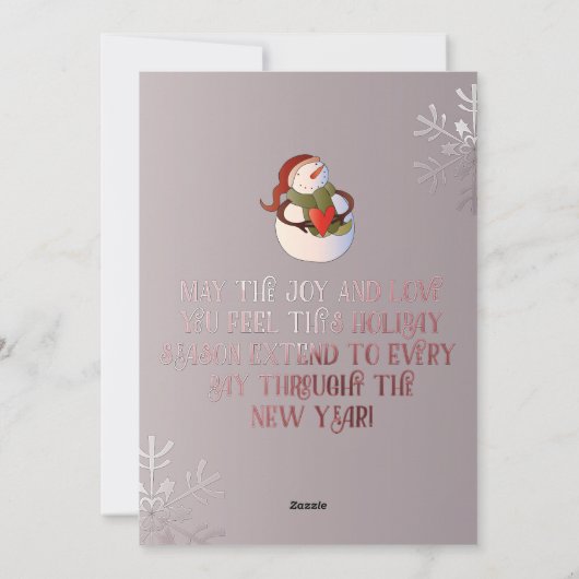 Kerstsneeuwmannen Feestdagenkaart (Achterkant)