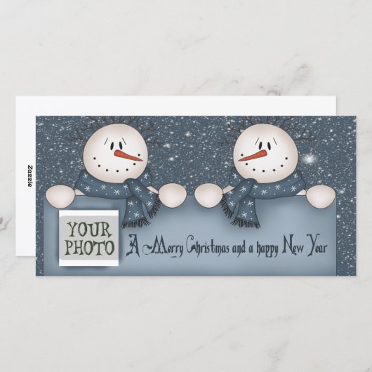 Kerstsneeuwmannen Feestdagenkaart (Voorkant / Achterkant)