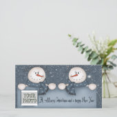 Kerstsneeuwmannen Feestdagenkaart (Staand voorkant)