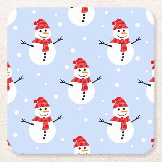 Kerstsneeuwmannen Kartonnen Onderzetters (Voorkant)