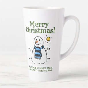 Kerstsneeuwmanontwerp met persoonlijke groet latte mok