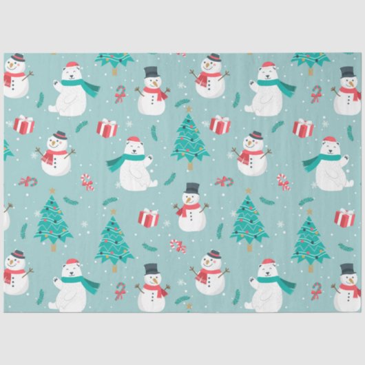 Kerstsneeuwmanpatronen ontwerp 2 tissuepapier (Voorkant)