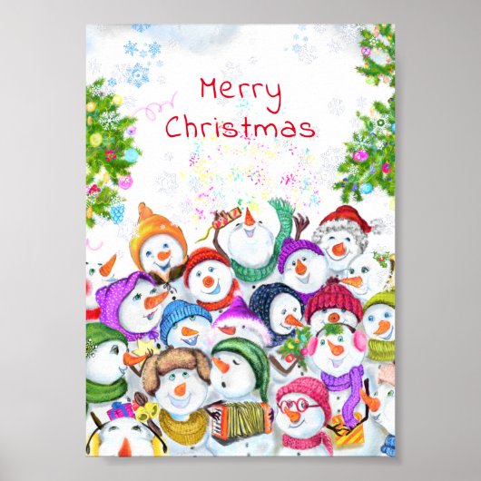 Kerstsneeuwmanposter Poster (Voorkant)