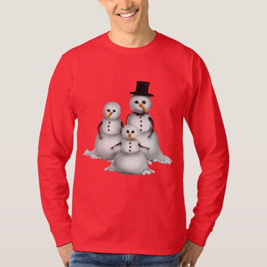 Kerstsneeuwnaars mannen t-shirt voor feestdag (Voorkant)