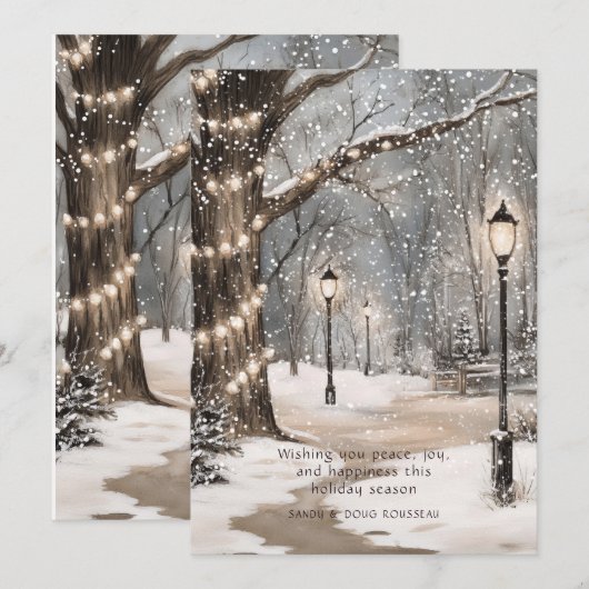 Kerstsneeuwnacht Feestdagenkaart (Voorkant / Achterkant)