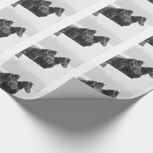 Kerstsneeuwpaarden Equine Rustic Xmas Holiday Cadeaupapier (Hoek)