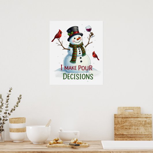 Kerstsneeuwpop bar lounge drink feestwijn poster (Keuken)